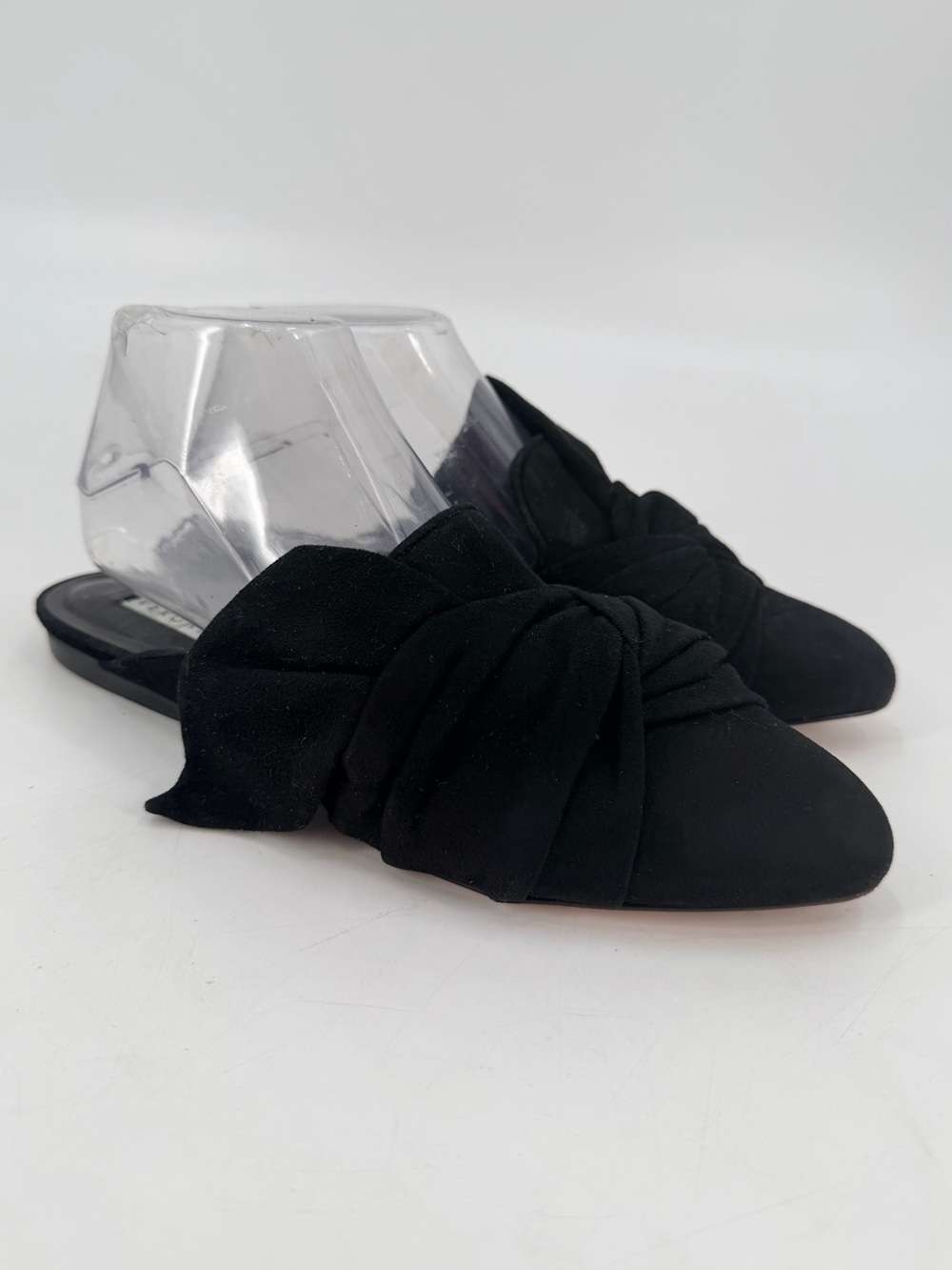 Veronica Beard Black Suede Knot Wrap Slip On Mules Shoes 38 Office Quiet Luxury